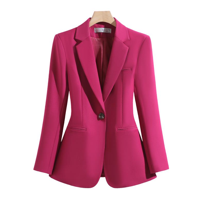 2025 Women's Slim Fit Pink Blazer: Fashionable, Age-Reducing One-Button Professional Suit for Autumn