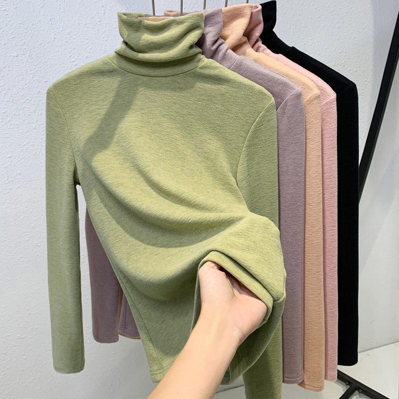 Bottom Shirt Women's Autumn and Winter New Slim-fitting, Thin and Warm Inner Turtleneck Long-sleeved Temperament Top