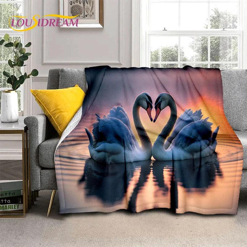 3D Dream Love Swan Cartoon Cygnus Girl Gift Blanket,Soft Throw Blanket for Home Bedroom Bed Sofa Picnic Travel Cover Blanket Kid