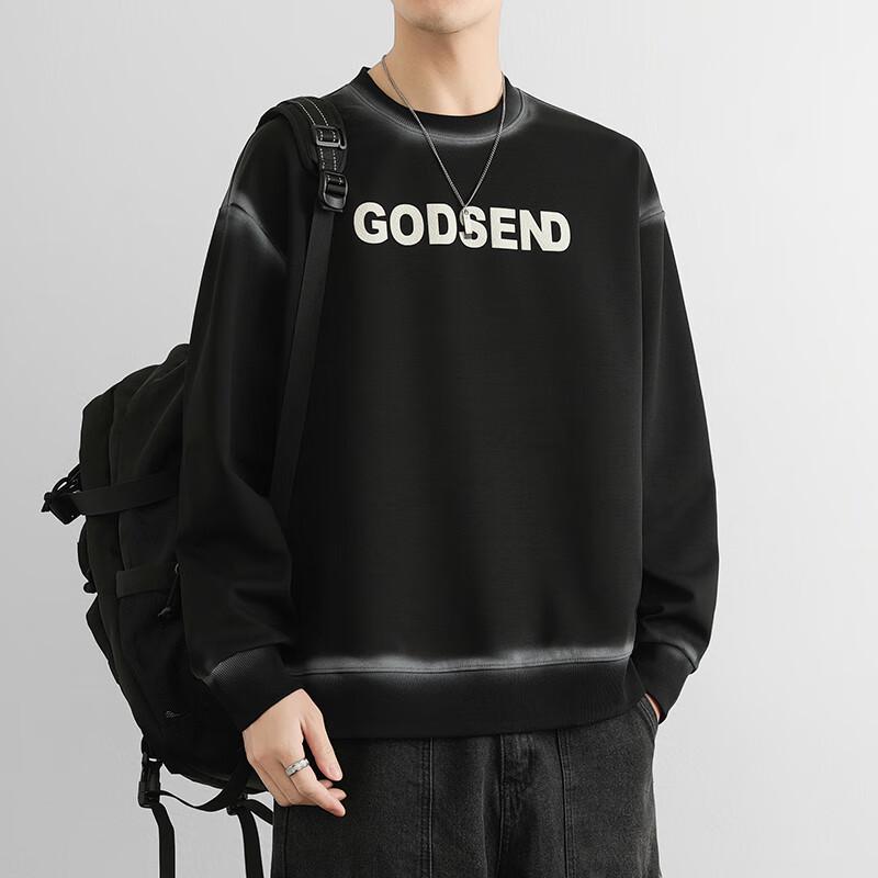 Wassup Sohot Men's Gradient Letter Long-Sleeve T-Shirt