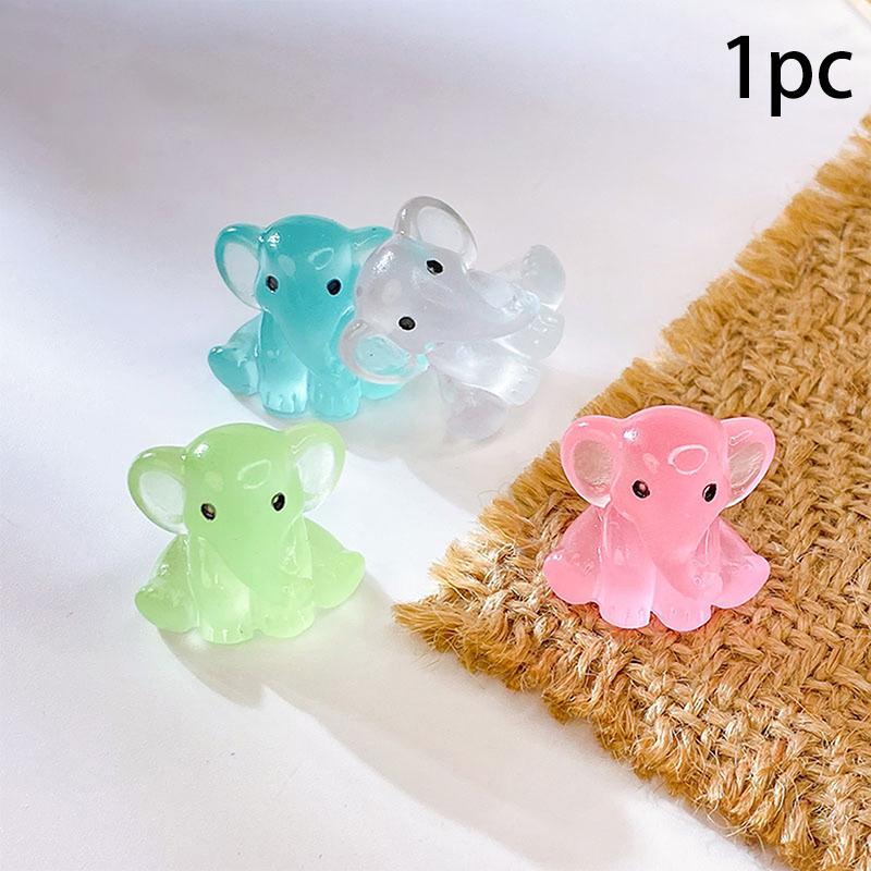 

1 шт. милые фигурки своими руками, украшение стола, светящиеся миниатюры из смолы, сидящий слон, светящийся ночью, аксессуары для сада фей 5