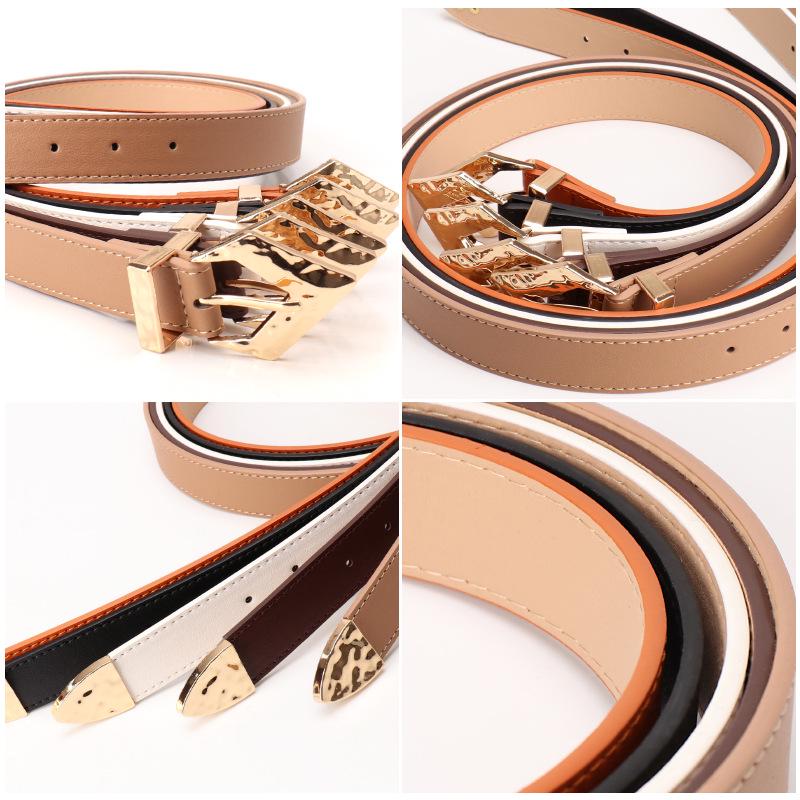 Retro Women's Leather Belt with Trendy Alloy Buckle - Perfect for Jeans and Dresses