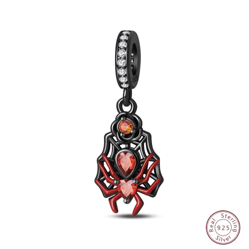 Halloween Charm Bead Gothic Pendant Copper Pumpkin Witch Doll Black Skeleton Mummy Candy Fit Original Bracelet Diy Jewelry