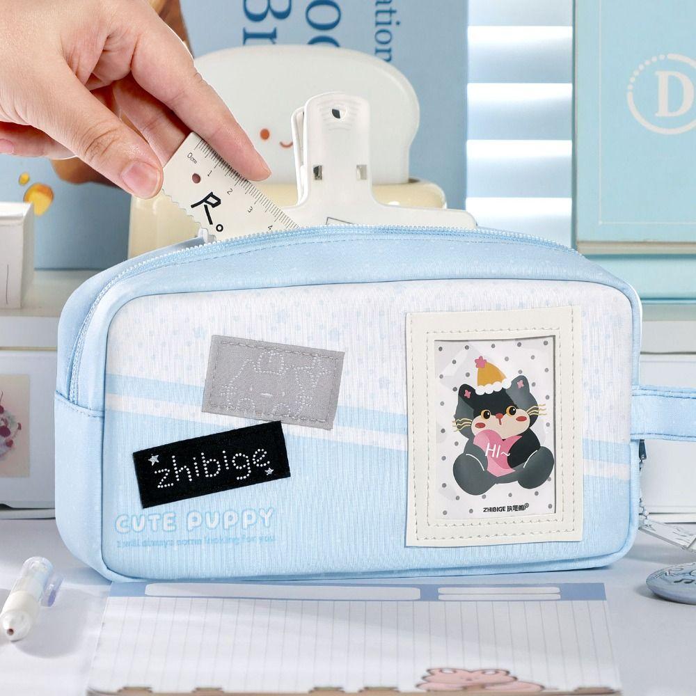 Handheld Pen Bag Large Capacity Pencil Pouch Portable Stationery Organizer Gift