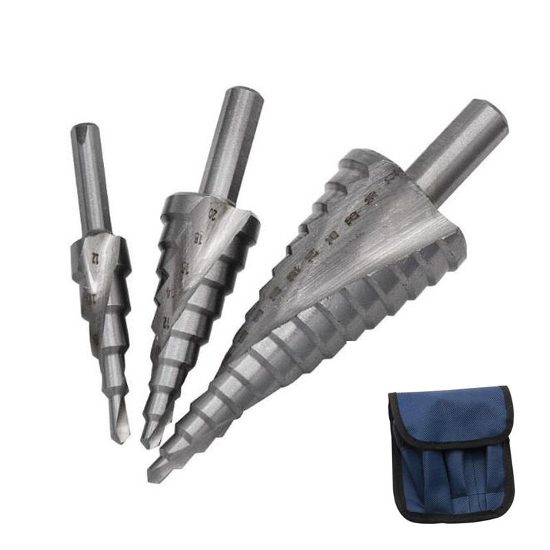 High Speed Steel 4241 Triangular Shank Spiral Groove Step Drill Pagoda Drill 4-12 4-20 4-32mm