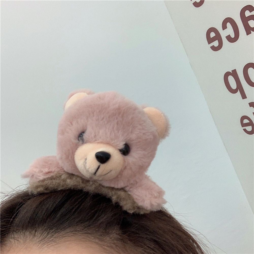 For Girls Large Bear Korean Hair Rope Ponytail Holder Women Hair Side Clips Plush Scrunchies