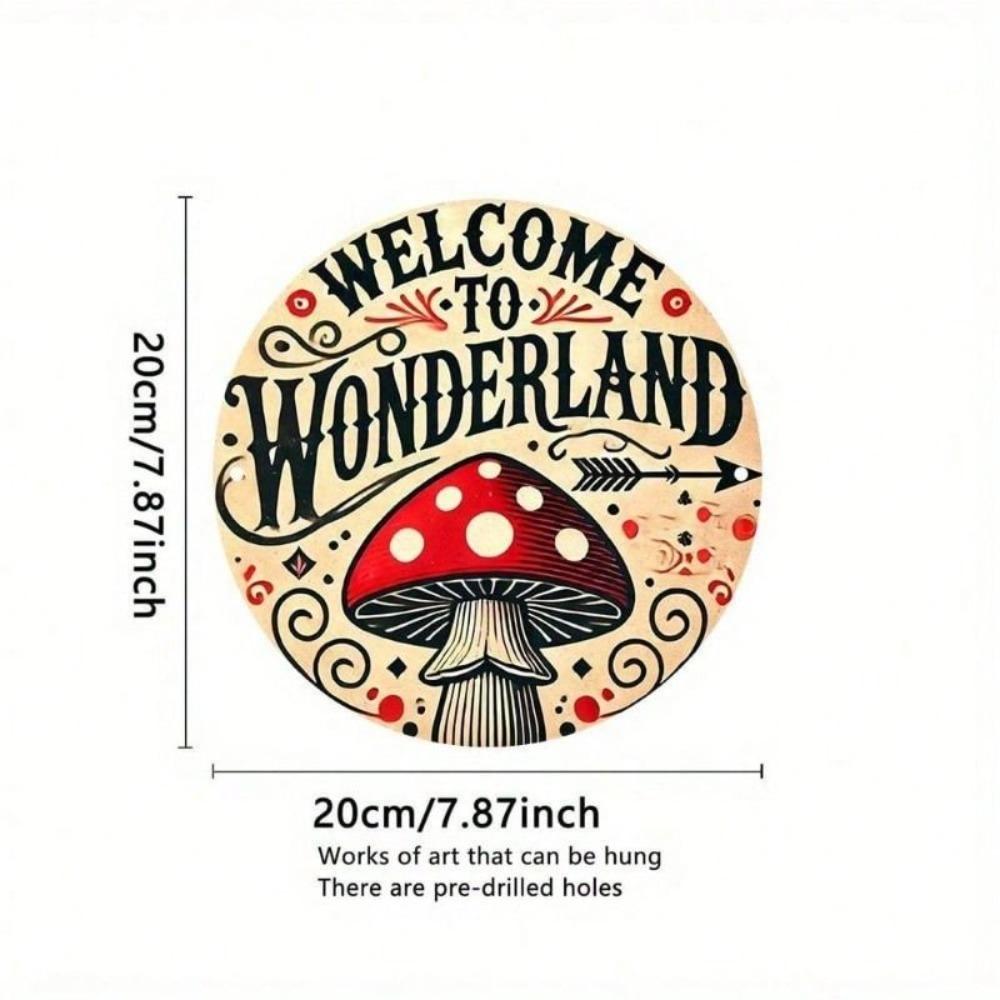 Fantasy Mushroom Flower Metal Wall Sign Home Decor