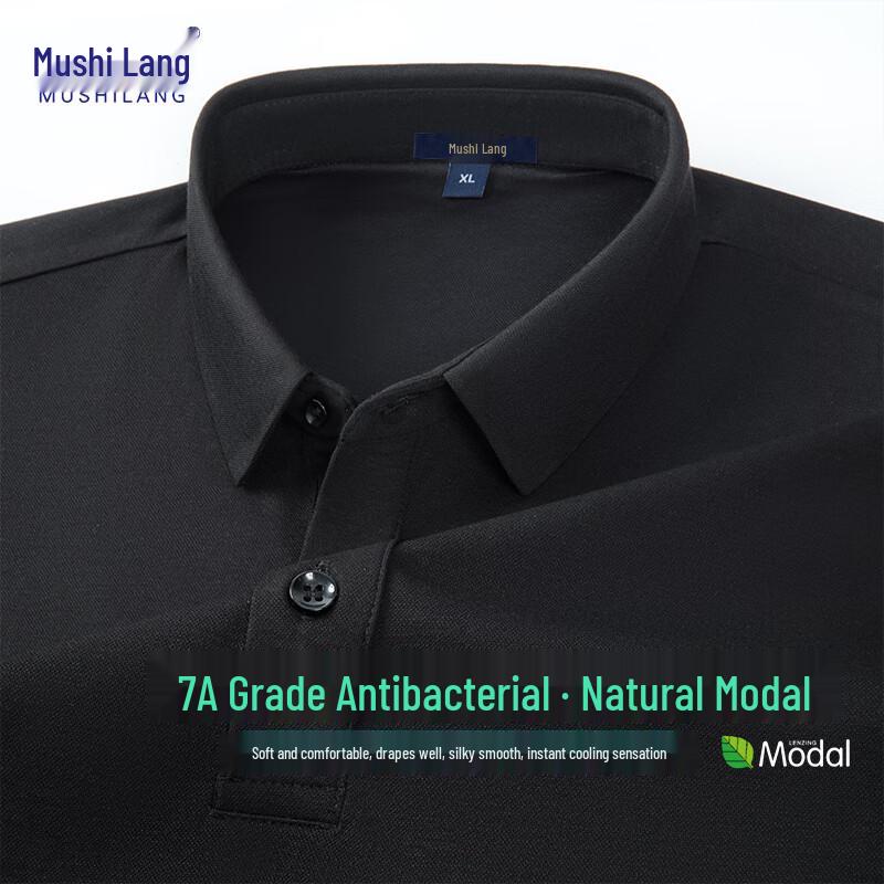Muxishilang Men s 7A Antibacterial Cool-Touch Modal Polo Shirt XL