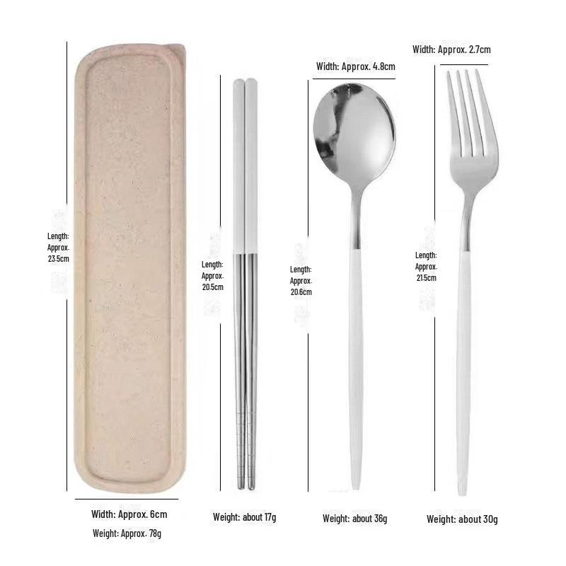 Stainless Steel Portable Tableware Set: Chopsticks, Spoon, Fork - Customizable Student/Outdoor Gift with Logo.