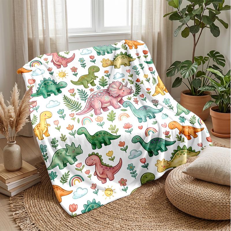 

Dinosaur Friends on the Moon blanket Personalized Name Flannel Blanket Soft Cozy Plush Throw for Sofa Bed Lightweight Home Decor 75x90cm