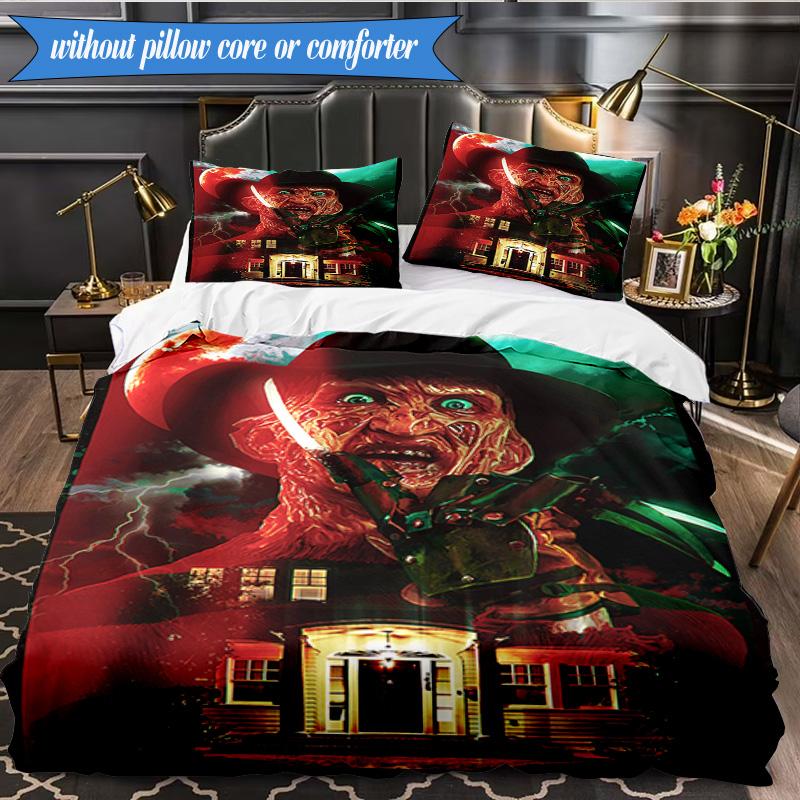 Horror Movie Characters 3pcs K-pop music group Bedding set,Ideal for Bedroom, Dormitory,Including Duvet Cover And 2pcs Pillowcases,Fan gifts