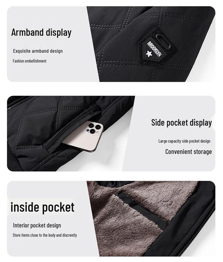 Men’s 2025 Winter Stand Collar Windproof Cotton Jacket - Thick Velvet, Middle-Aged Dad Style