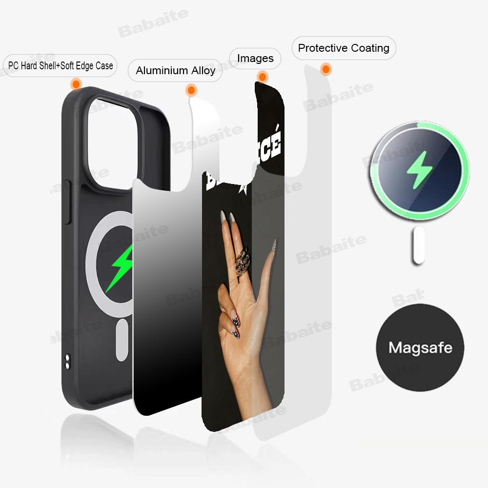 

B-Beyonce Hot Singer Phone Case Magnetic Case For IPhone 16 14 13 12 11 15 Pro Max Plus For Magsafe Wireless Charge Cover iPhone 12