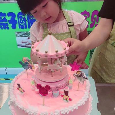Music Carousel Cake Decorations Music Box Children'S Birthday Decoration Accessories Diy Creative Party
