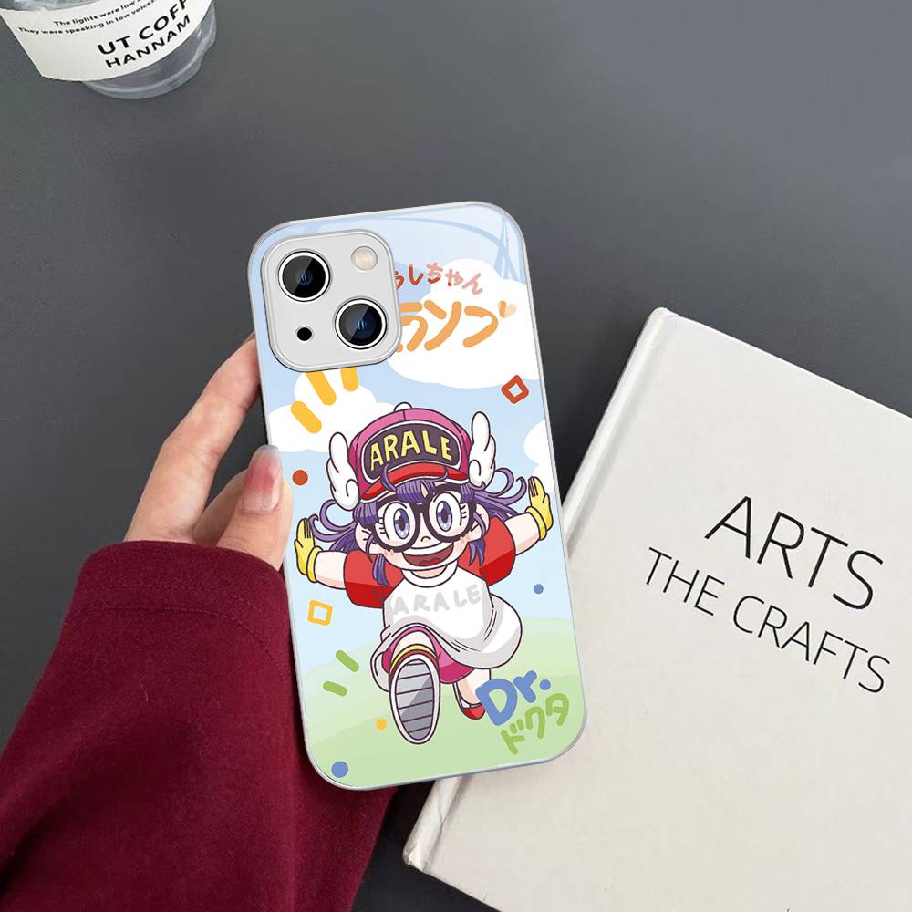 Cartoon Dr Slump Tempered Glass For Iphone 14 13 12 11 Pro Mini XS MAX 14Plus X XS XR Cover