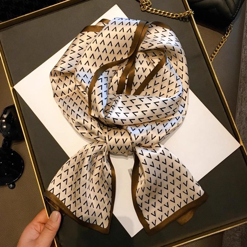 Natural Real Silk Scarf Women Bandana Scarves Wrap Kerchief Mulberry Spring Fashion Luxury High Quality Hijab 14*145Cm