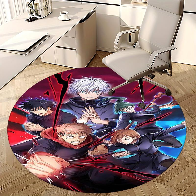 1pc Anime Cartoon Design Round Carpet Office Chair Mat, NonSlip Rug for Home Decor