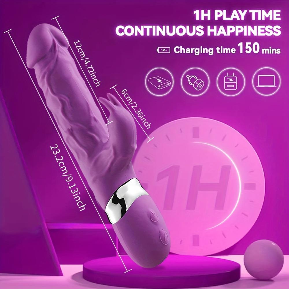 3 in 1 Rabbit Thrusting Vibrator G-Punkt Klitoris Stimulation Dildo Sexspielzeug für Erwachsene 18
