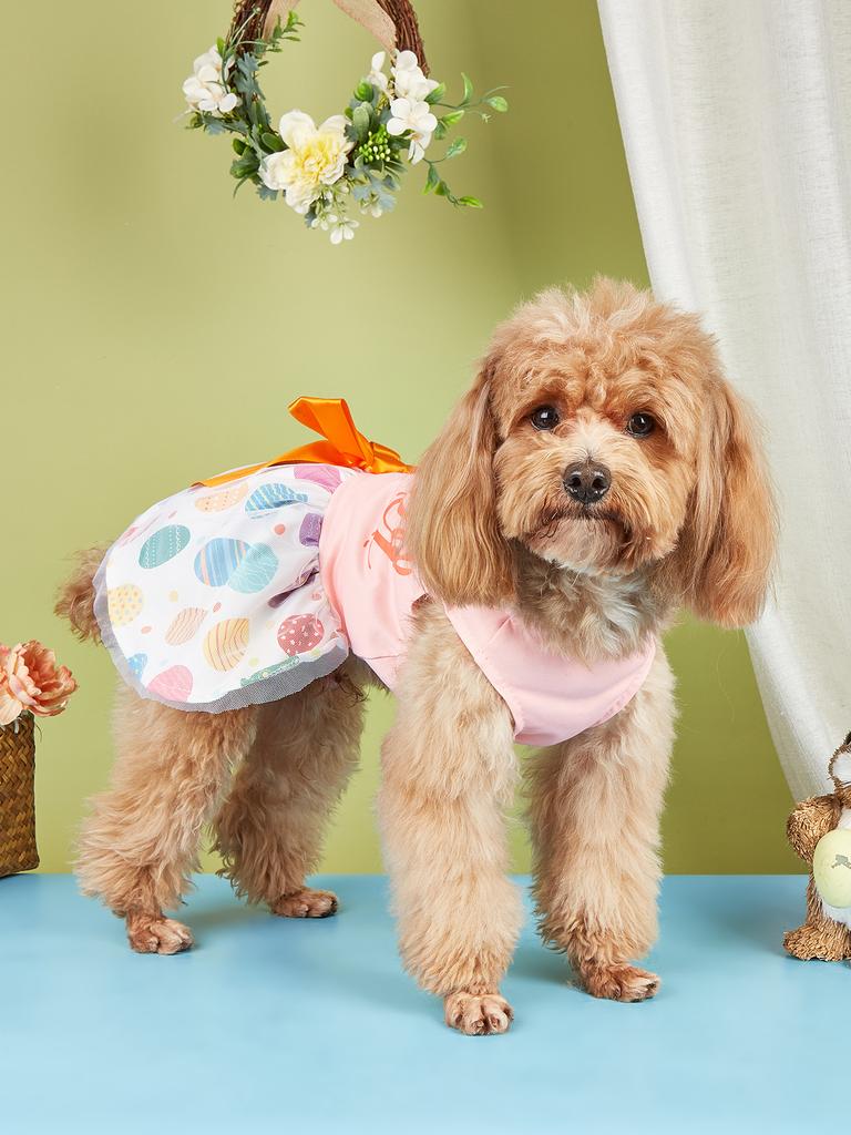 Happy Easter Day Dog Dress Girl Dog Clothes Easter Bunny Dogs Dresses Pet Apparel Doggie Tutu with Bowknot Cat Clothing Puppy Dr