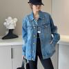 2025 Spring/Autumn Women's Loose Slimming Denim Jacket - Solid Color, Casual Hong Kong Style, Versatile Top.