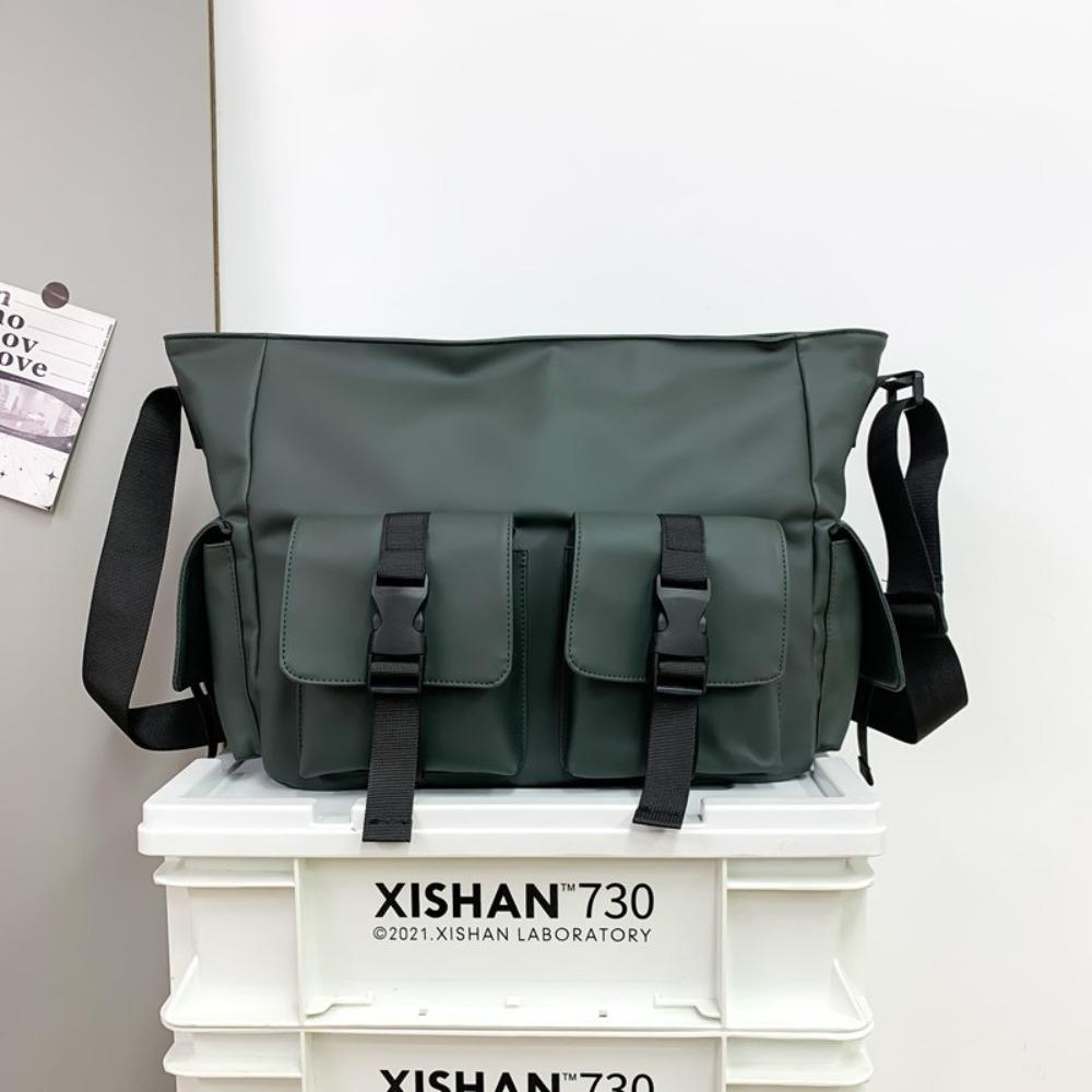Square Messenger Bag Solid Color Nylon Shoulder Bag Casual Men Crossbody Bag  Hiking
