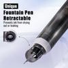Retractable Fountain Pen 0.38mm Tip Black Ink Calligraphy Pen Transparent Barrel 5 Refillable Ink Cartridges No Leaking Pen