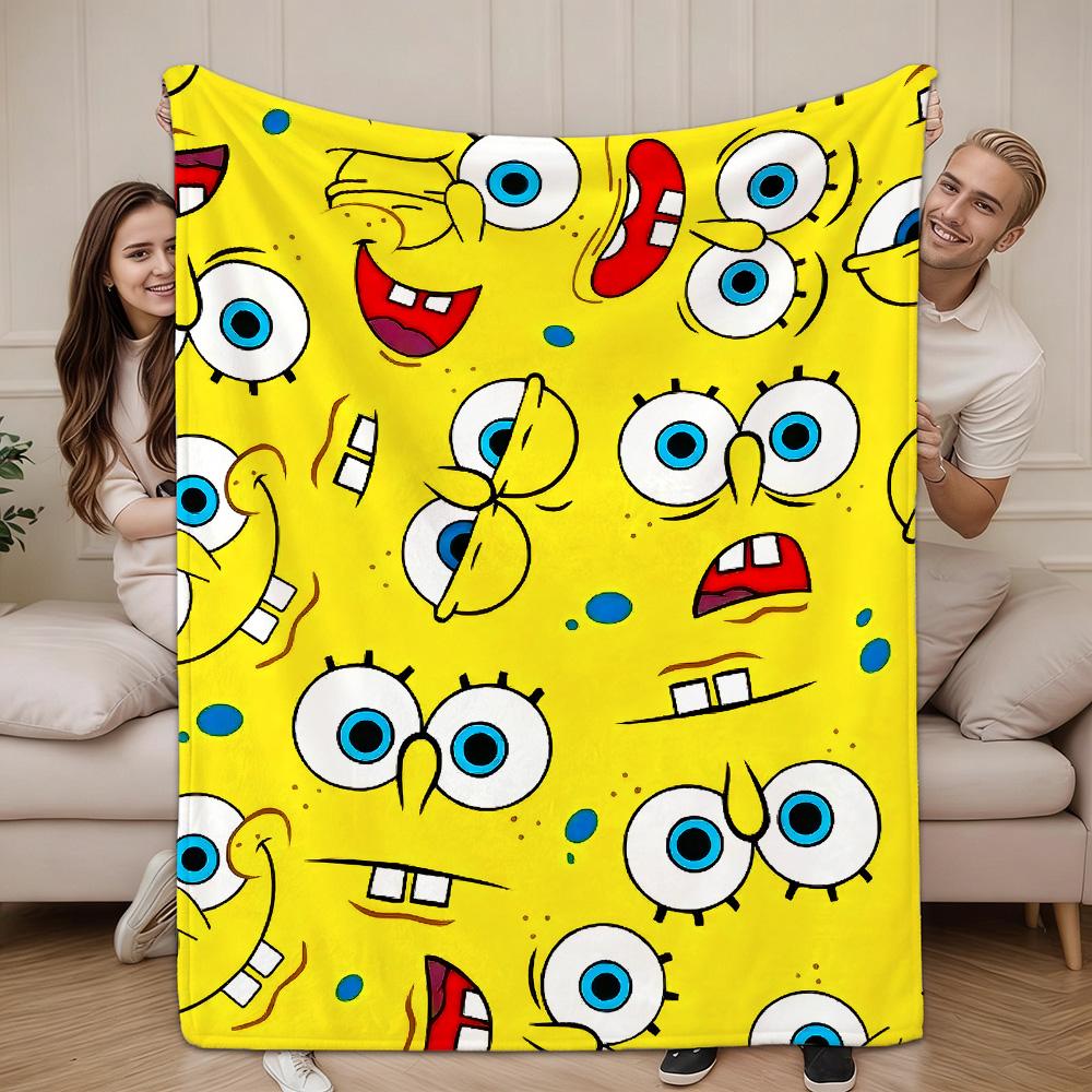 Throw Blankets for Beds Kawaii S-Spongebob All year Blanket Bedspread on the Bed Bedspreads and Coverlets Camping Anime Sofa Nap 75cmx90cm