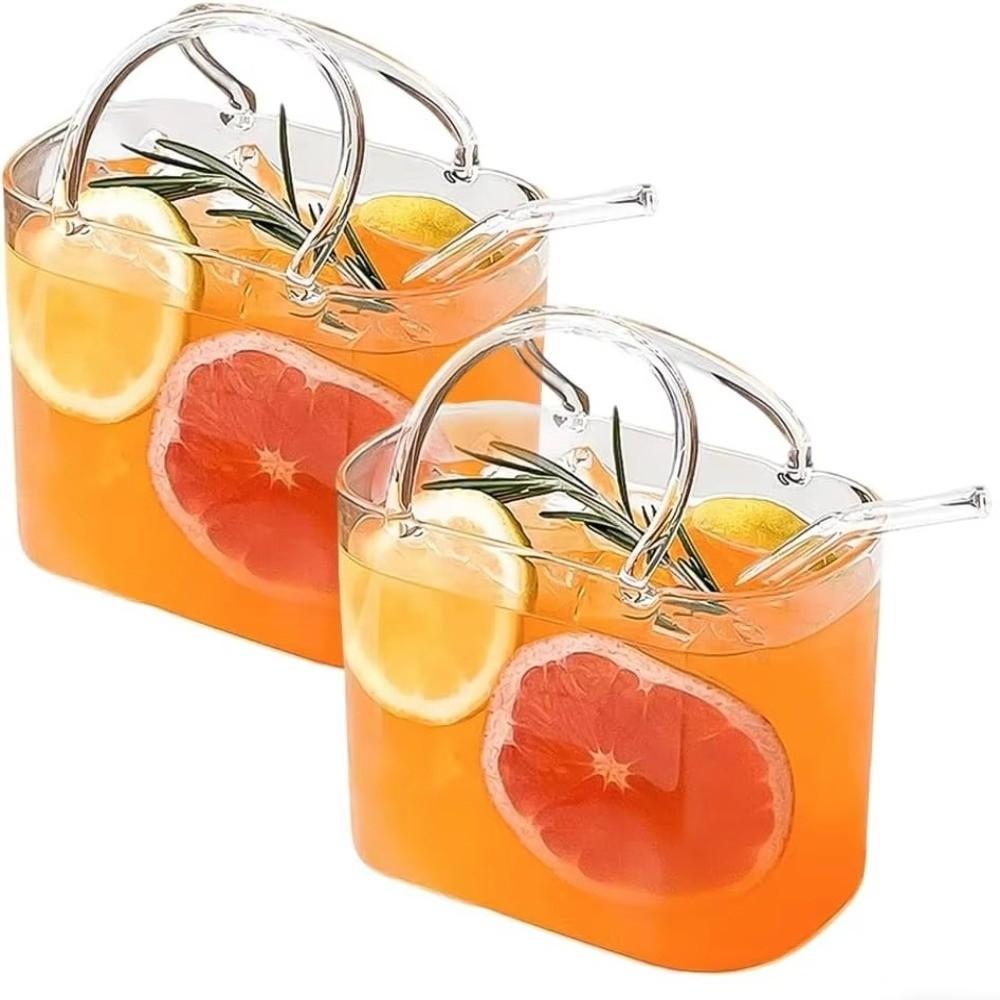 Unique Shape Summer Teacup Transparent Wine Cup Creative Handbag Glass Cup Summer Drink