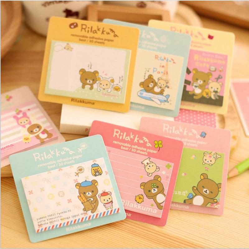 

8pcs Cute Rilakkuma Memo Pad Set Cartoon Post Sticky Note It Sticker Stationery Office School