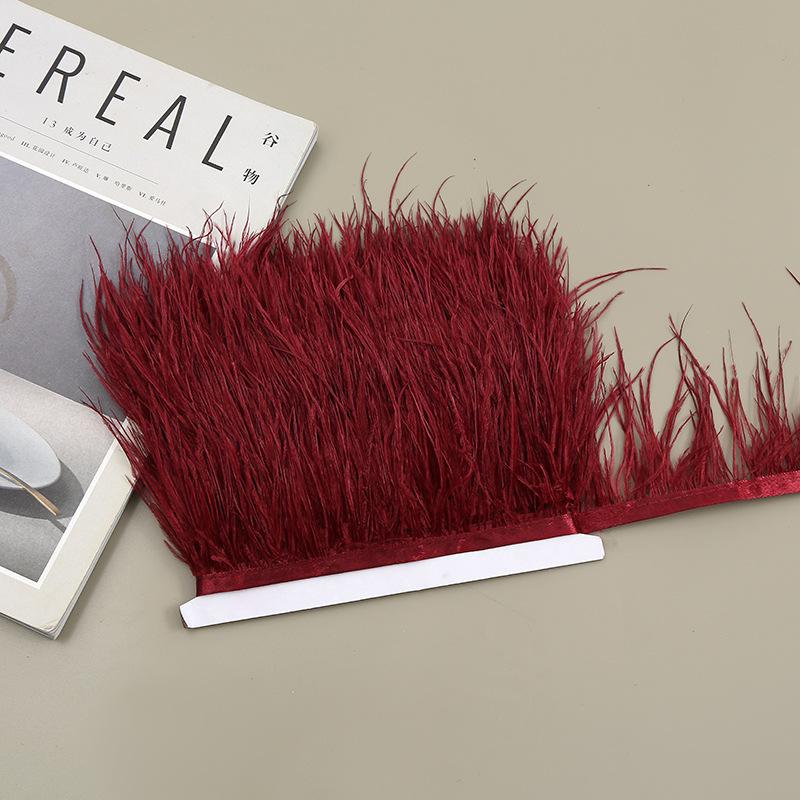Color 8-10 Cm Ostrich Hair Cloth Edge Clothing Cuffs Hem Ostrich Feather Strips Cloth With Accessories Lace