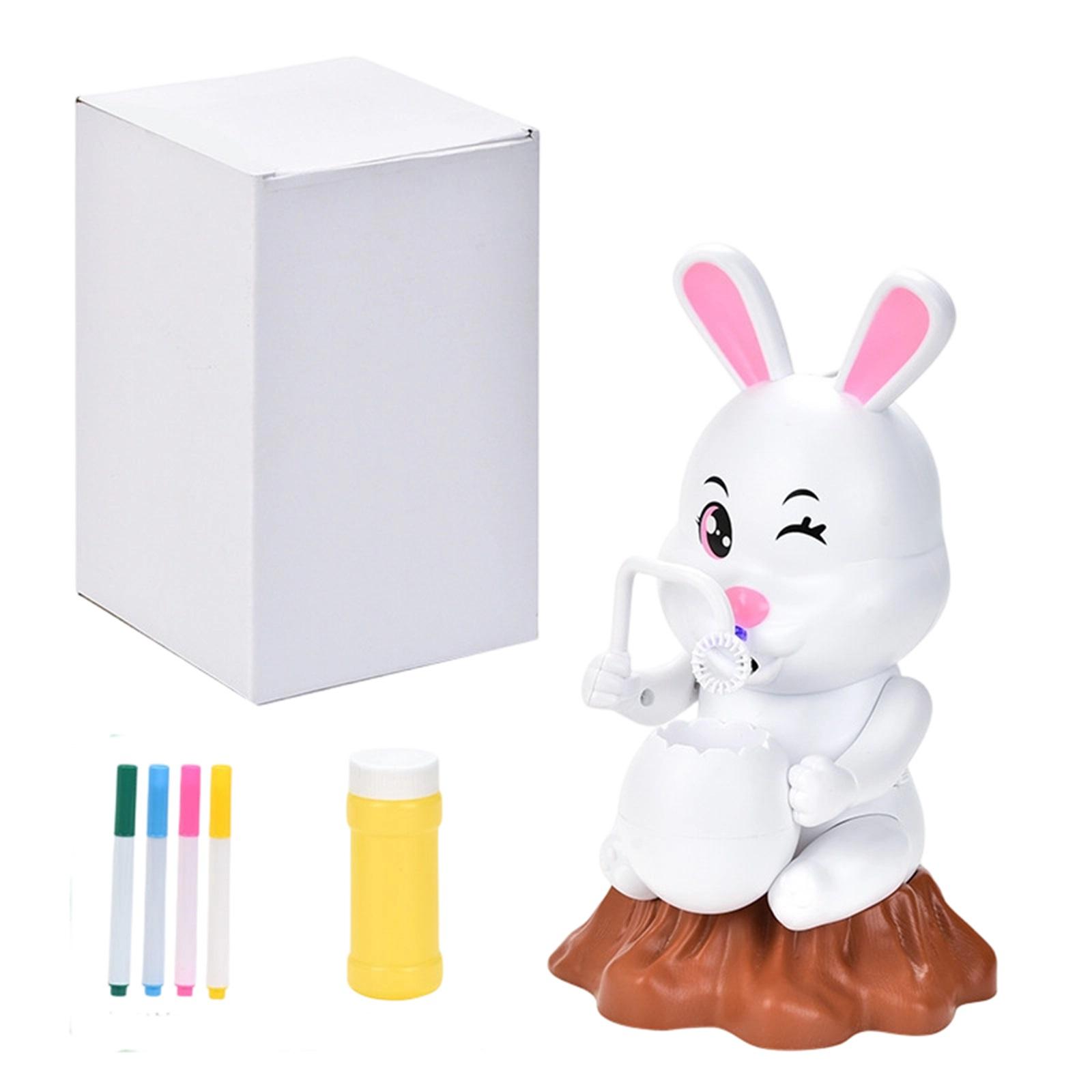 

Automatic Bubble Machine Bunny Toy with Music and Lights DIY Paintable Rabbit Bubble Blower for Kids Includes 90ml Bubble Solution and Markers белый