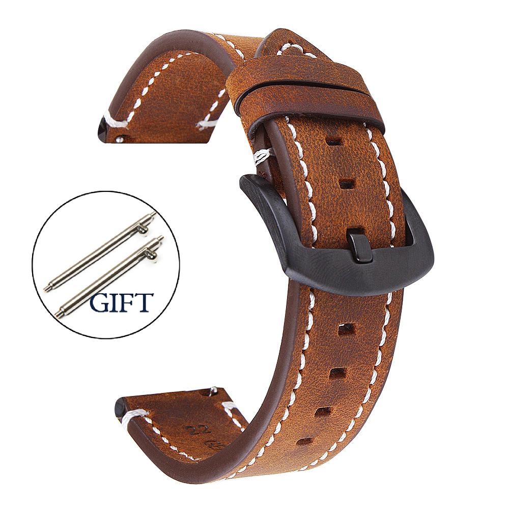 Genuine Retro Leather Watch Strap 20mm 22mm 24mm Vintage Strap 18mm Quick Release Men Universal Replacement Bracelet Accessories