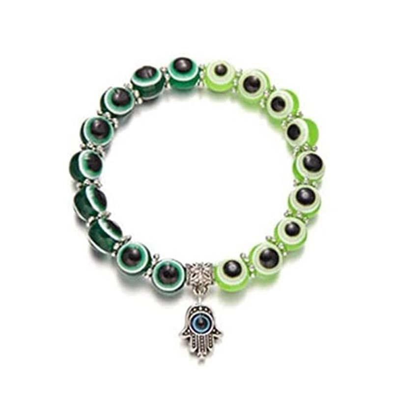 Handmade Bohemian Colorful Evil Eye Seed Bead Charm Bracelet For Women Elastic Beach Bangle Jewelry