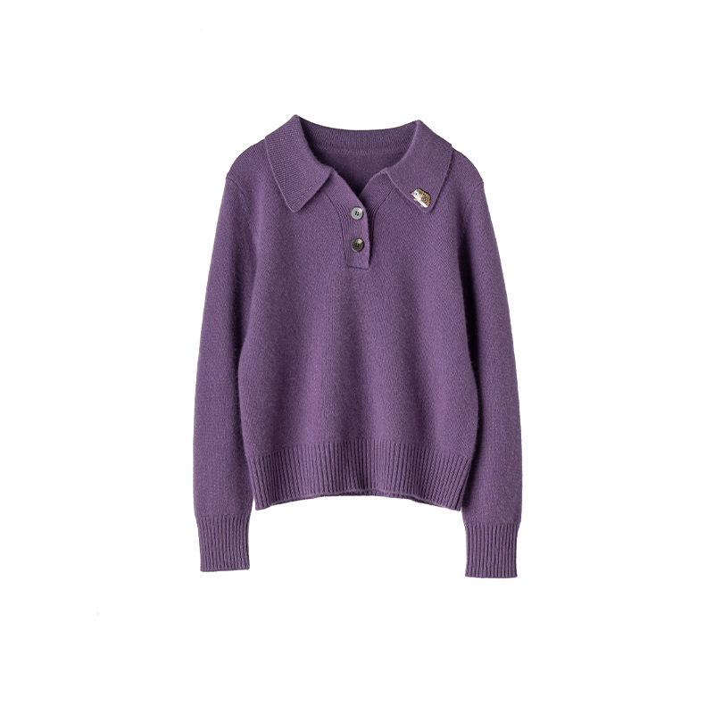 Women's Luxury Cashmere Long Sleeve Lapel Sweater - Versatile, Soft, and Skin-Friendly for Autumn and Winter