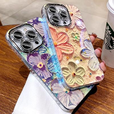 Luxury Glitter Flower Pattern Phone Case For For Iphone 11 12 13 14 15 16 Pro Max Plus Shockproof Bumper Cases Cover