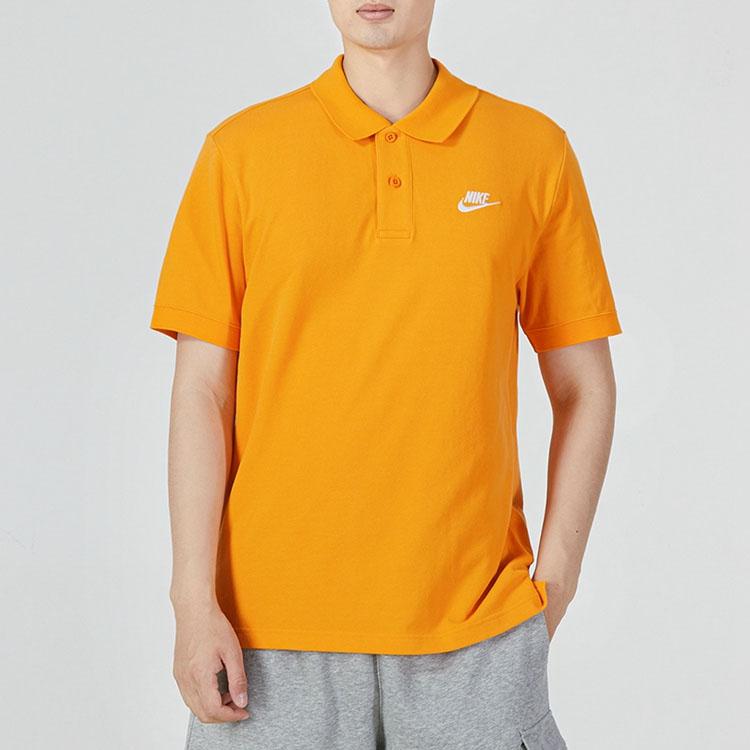 Nike Ropa deportiva Polo de color sólido Tops para hombre Naranja CJ4457-886