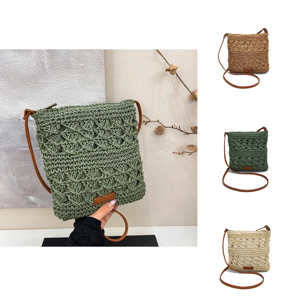 Simple Solid Color Casual Woven Shoulder Crossbody Bags For Daily Urban Style Women