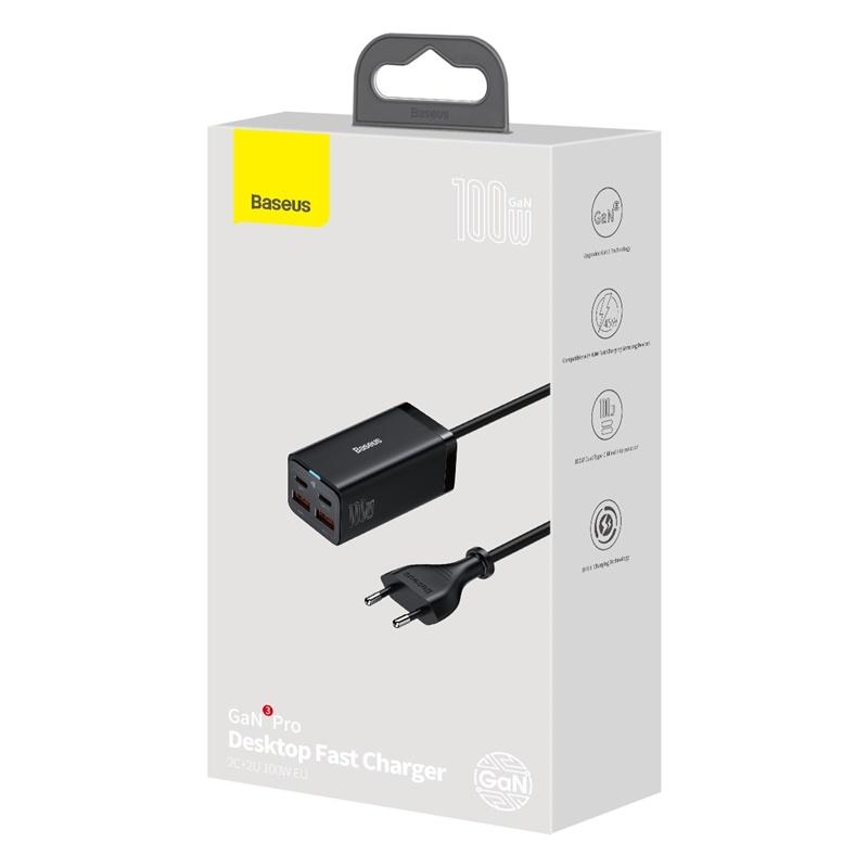 Baseus GaN3 Pro 100W настольное быстрое зарядное устройство Dual USB + Dual Type-C для смартфона, ноутбука, планшета