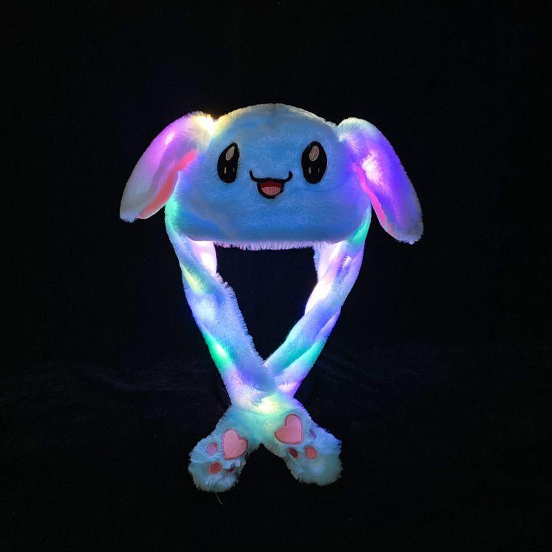 Rabbit Cartoon Womens Hat Winter Plush Moving Bunny Ears Shine Earflaps Movable