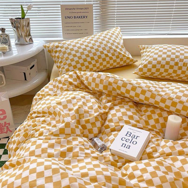 Korean Solid Purple Bedding Set Soft Flat Sheet Duvet Cover Pillowcase Polyester Bed Linen Twin Queen Full Size Quilt Cover Set