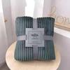 Solid Color Striped Flannel Sofa Throw Blanket for Children
