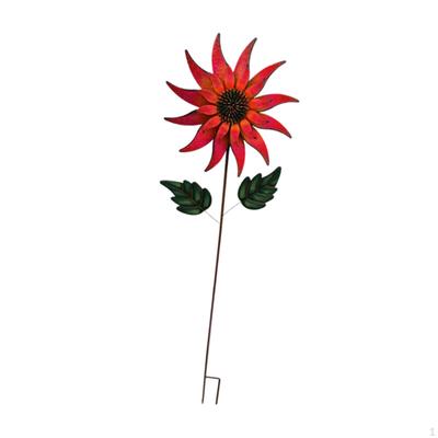Wind Outdoor Ornament with Stake Garden Pinwheel Metal Sculpture for Yard Art Path