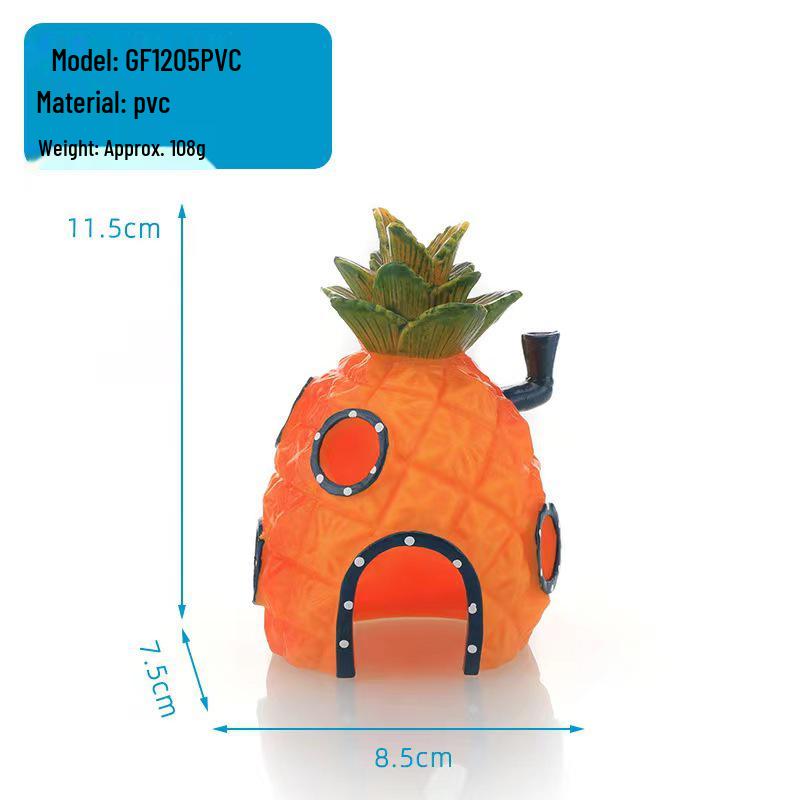 Pineapple House Aquarium Decor Set: Guppy Fry Hiding Jar, Seascape Ornaments, Coral Hiding House. Ideal for Aquarium Landscaping.
