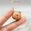 Peach Wood Bear Carved DIY Bead Pendant Ornament