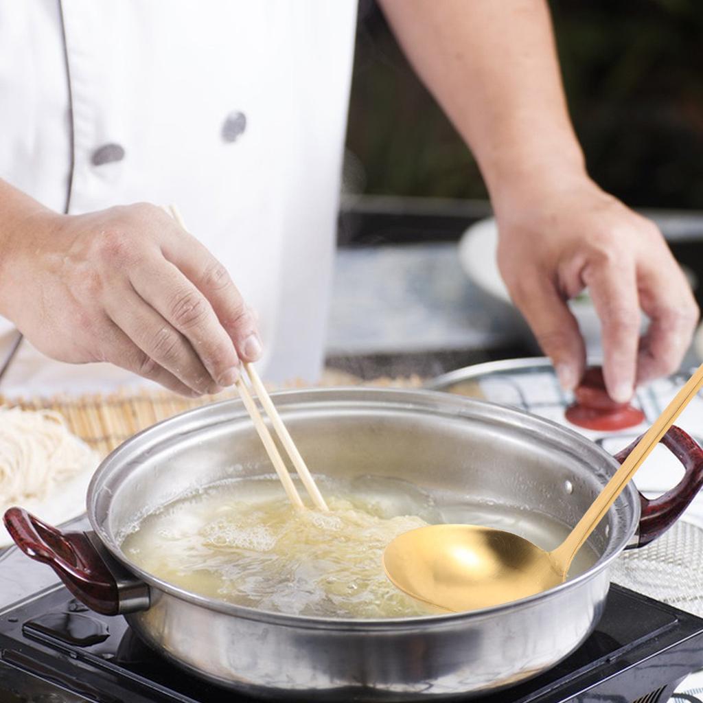 10 Stainless Steel Soup Ladle Heavy Duty Thickened 304 Stainless Steel Large Capacity Hot Pot Ladle for Straining