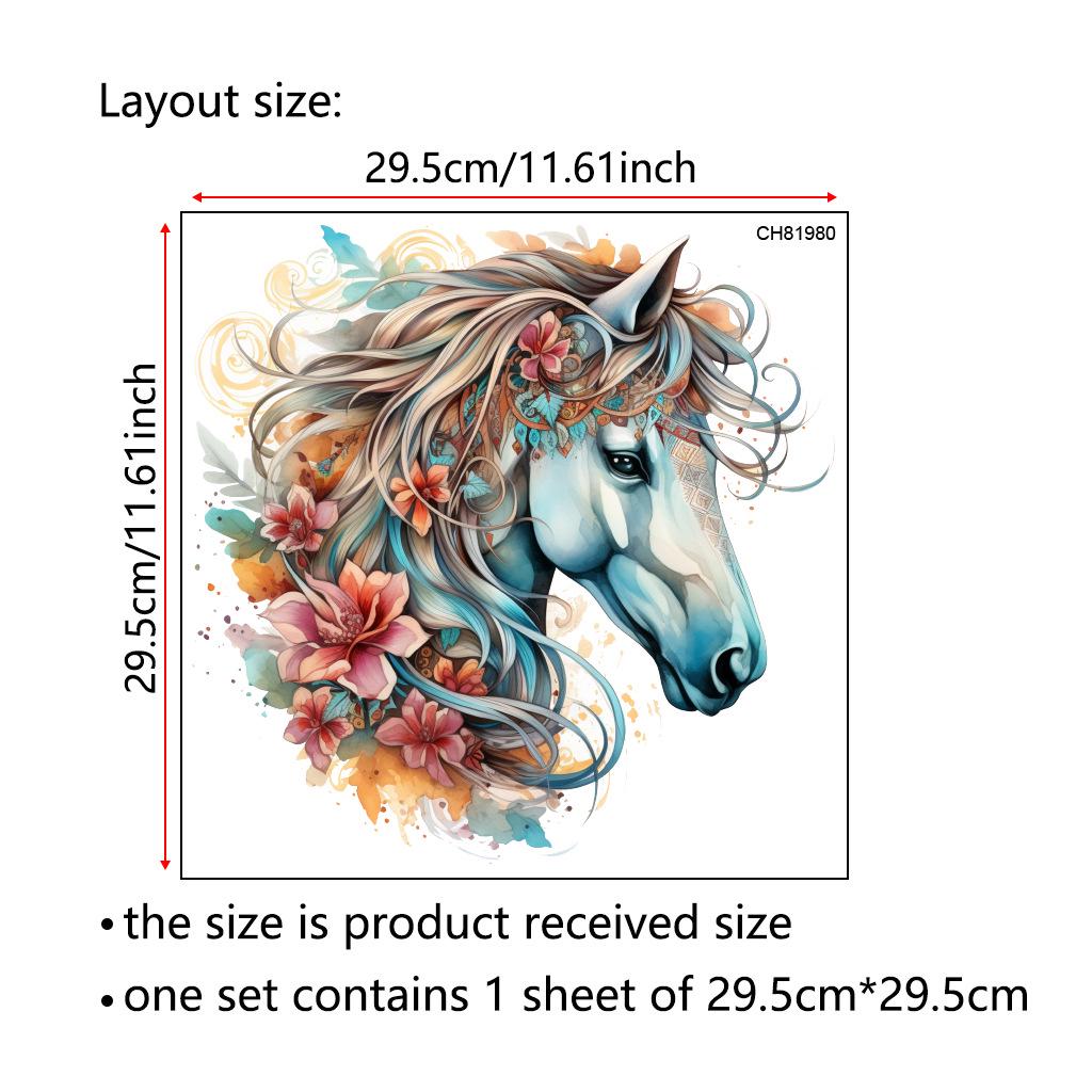 

CH81980 Съемная наклейка на стену «Лошадь и свежие цветы»