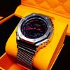 Used Brand new G-SHOCK custom watch Comes with regular GA2100k body Stainless silver bezel & shark mesh belt Heavy metal specifications