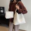 Lychee Pattern Retro Portable Mother and Child Bag Women's Large-capacity Solid Color Versatile Casual Shoulder Bag Fashionable Commuter Messenger Bag
