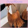 Borsa a Spalla Grande con Frange in Ecopelle per Donna Stile Streetwear Moda