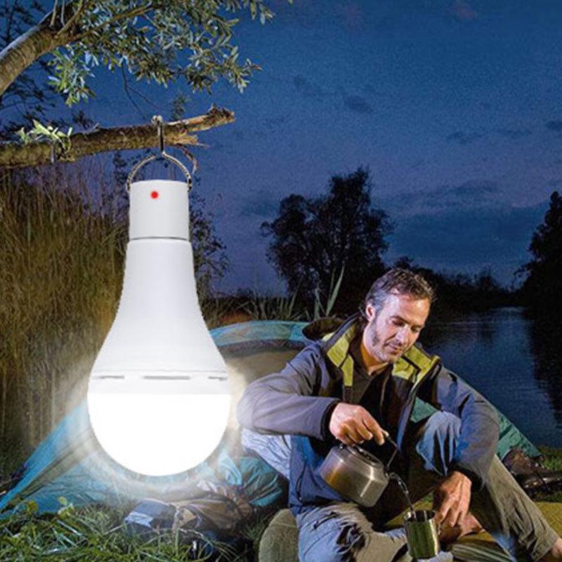 9W Solar USB Rechargeable Light Bulb with 3-Level Dimming, Timer, and Emergency Night Light